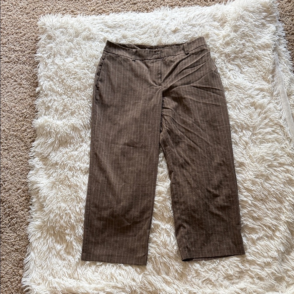 Topshop Brown Pinstripe Trousers